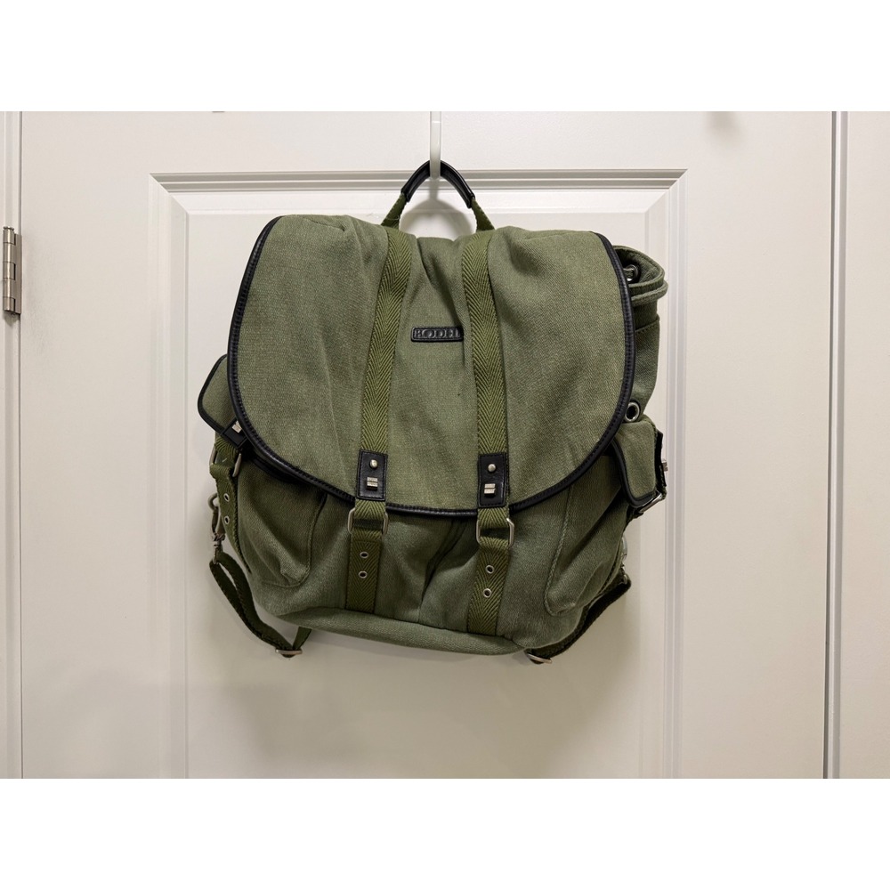 Bodhi Olive Green Canvas Rucksack Backpack Buckle Detail BBM00033806 Mens Womens